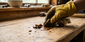 Entfernung von klebrigem Öl von Holzoberflächen