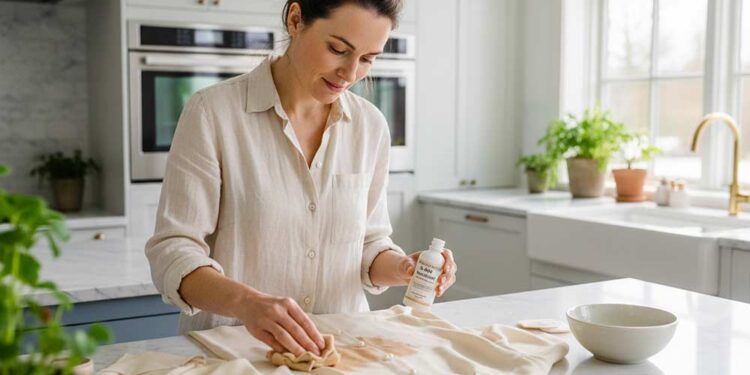 Make-Up-Flecken auf edle Damenbluse entfernen