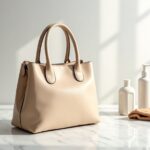 Flecken aus Ledertasche entfernen – helle Ledertasche auf weißem Untergrund