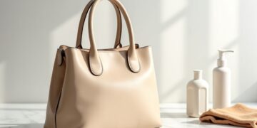 Flecken aus Ledertasche entfernen – helle Ledertasche auf weißem Untergrund