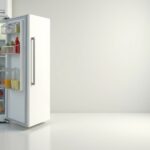 Flecken im Kühlschrank entfernen – sauberer weißer Kühlschrank mit frischen Lebensmitteln
