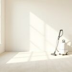 Flecken auf dem Teppich entfernen – heller Teppich mit Staubsauger im Wohnzimmer