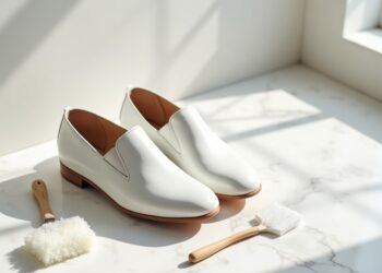 Helle Lederschuhe Flecken entfernen – weiße Lederschuhe auf hellem Untergrund